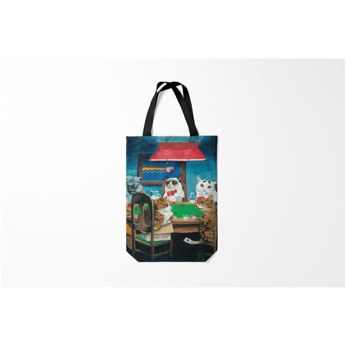 фото Сумка-шоппер / 31х42 см / популярные иллюстрации / животные коты играют в покер burnettie