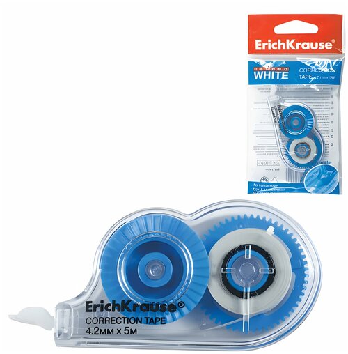 Квант продажи 2 шт. Корректирующая лента ERICH KRAUSE «Techno White Mini», 4,2 мм х 5 м, упаковка с европодвесом, 21885