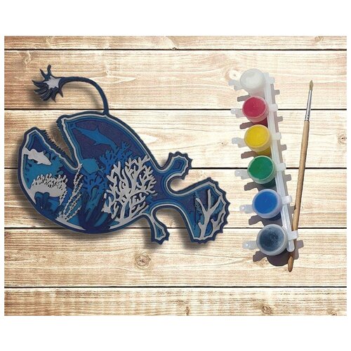 Многослойная раскраска /3д раскраска/ многослойное панно/ 3д панно Глубоководная рыба серия Океан