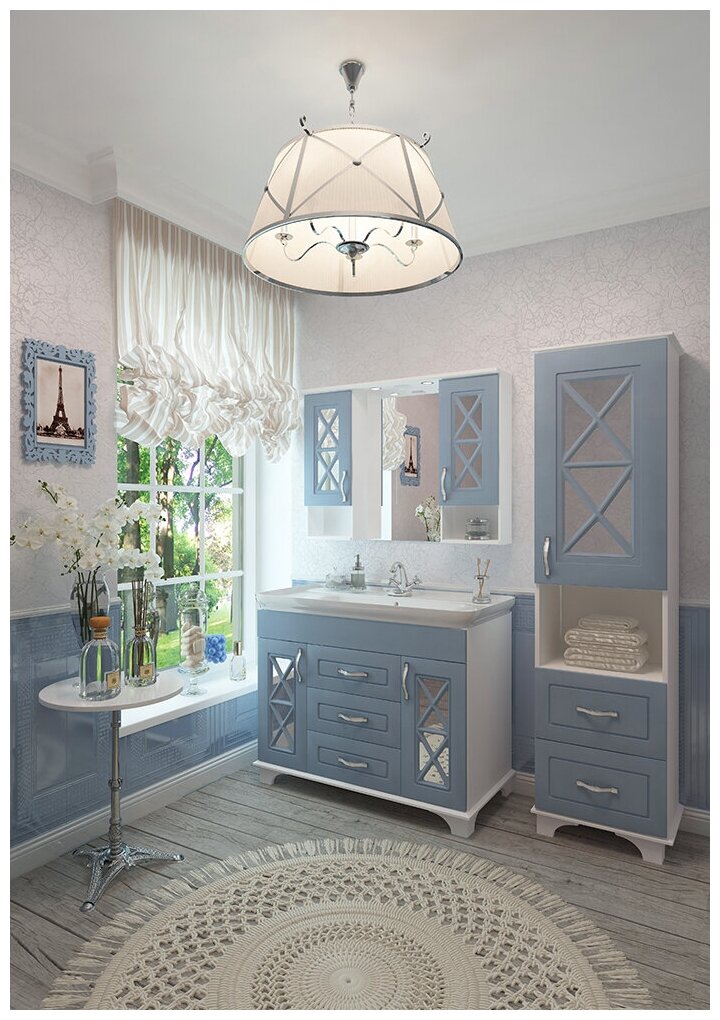 Шкаф для ванной Sfarzoso Duglas 50 голубой напольный - фотография № 7
