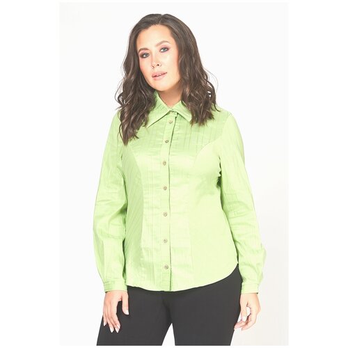 Блузка-рубашка офисная повседневная однотонная с длинными рукавами plus size (большие размеры)