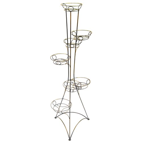 Стойка кованая Классик на 7 цветков h-153см / Напольная подставка для цветов / Опора для растений на 7 кашпо / Для дома и улицы