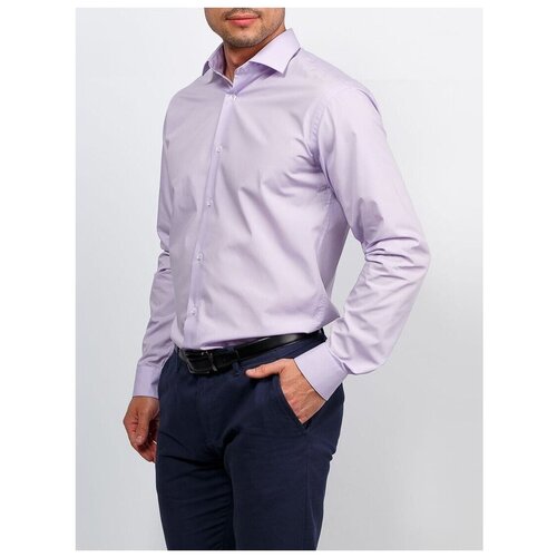 фото Рубашка мужская длинный рукав greg 720/139/lv/z_gb, полуприталенный силуэт / regular fit, цвет сиреневый, рост 164-172, размер ворота 43