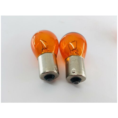 Лампа (поворотник/фонарь) (1 - нитевая) (желтая) 12V/27W BAU15S (к-т 2 шт. в блистере) 750702b