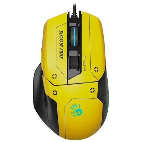 Мышь A4Tech Bloody W70 Max Punk Yellow/Black оптическая, проводная, 10000 dpi, USB, цвет: жёлтый, чёрный