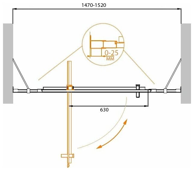 Cezares Душевая дверь в нишу CEZARES MOLVENO-BA-12-90+60-C-Cr-IV