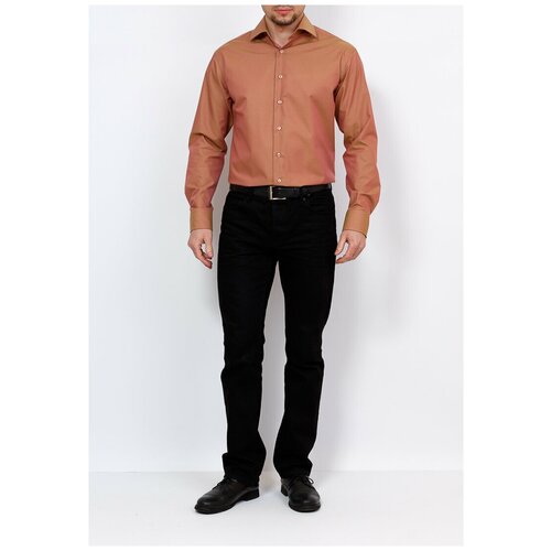 Рубашка мужская длинный рукав BERTHIER HEIKO-256/ Fit-M(0), Полуприталенный силуэт / Regular fit, цвет Оранжевый, рост 174-184, размер ворота 39 оранжевого цвета