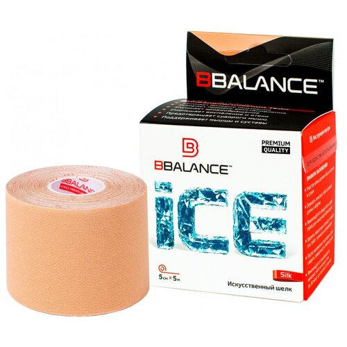 фото Bbtape ice (silk) / биби тейп айс - кинезио тейп, бежевый, 5 см x 5 м