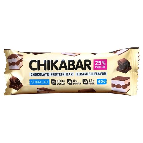 Батончик Chikalab глазированный с протеином Тирамису, 60г шоколад chikalab 25% 60 г тирамису
