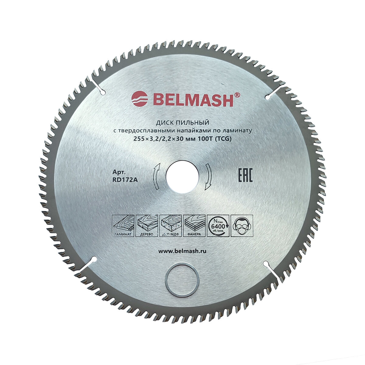 фото Диск пильный по ламинату BELMASH 255x3,2/2,2x30 100T, RD172A