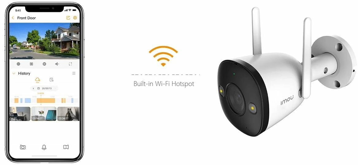 IP-камера IMOU Bullet 2E с Wi-Fi (IM-IPC-F42FP-D-0280B-imou) 4 Мпикс, с широким углом обзора, цветной ночной съемкой, встроенным микрофоном и слотом для карты памяти