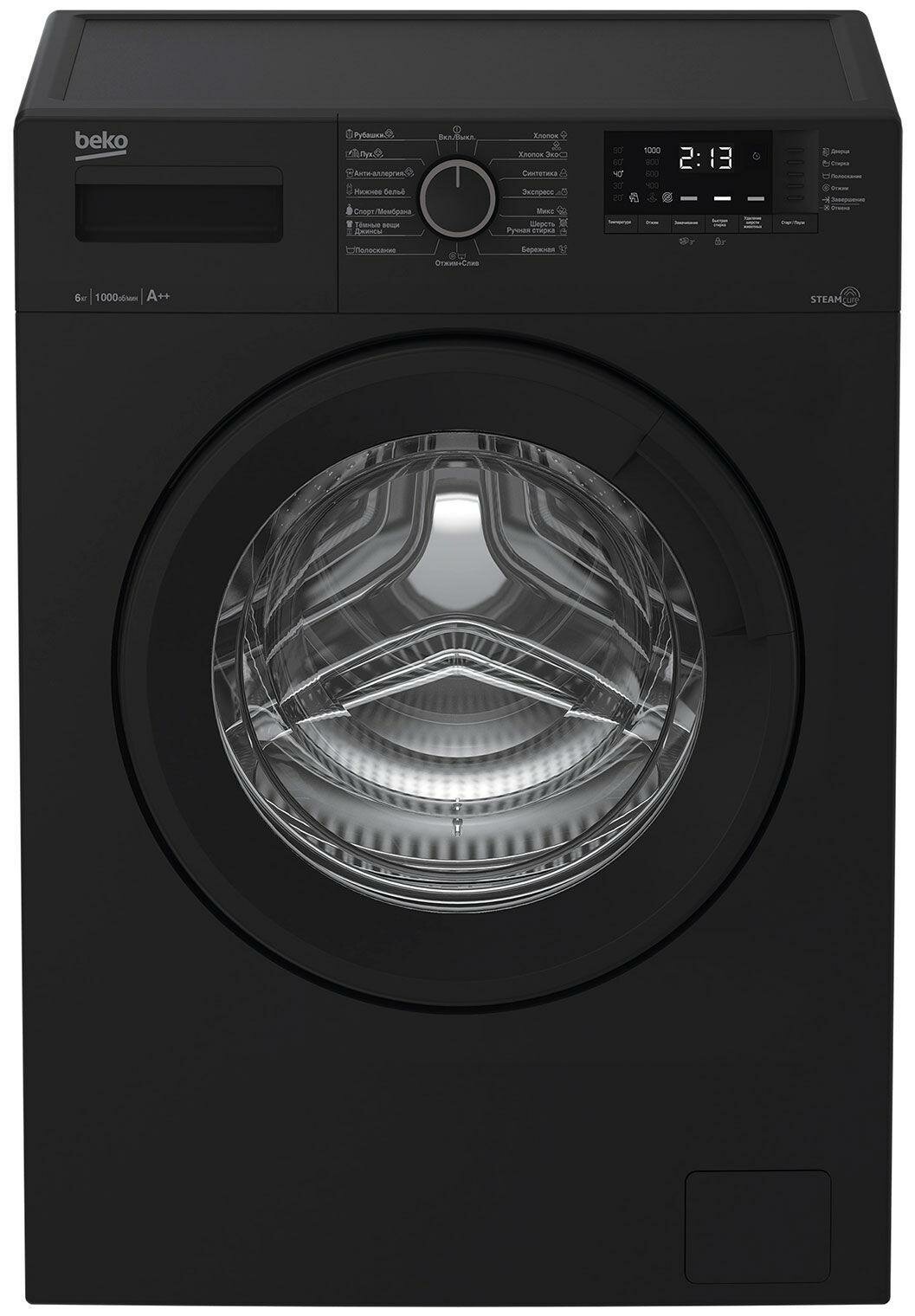 Стиральная машина Beko WSRE6512ZAA черный 415 см 6 кг 1000 об/мин пар