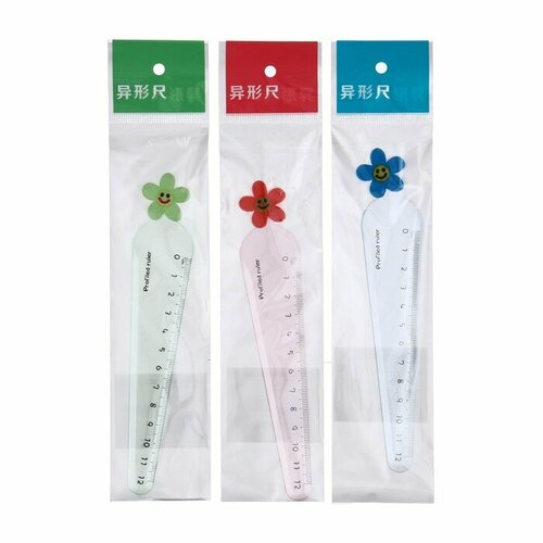 Линейка 12 см пластик Цветочек микс 263₽