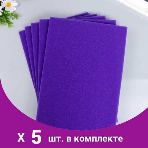 Поролон для творчества 'Фиолетовый' толщина 1 см 21х30 см (5 шт) комплект махровых полотенец рута размер 30 × 30 см 5 шт фиолетовый