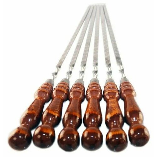 Набор Шампура - 6 шт рабочая часть 45см кочерга с деревянной ручкой 934₽