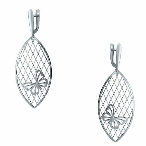 Серьги АЛЬФА-КАРАТ, серебро, 925 проба, родирование, золотой