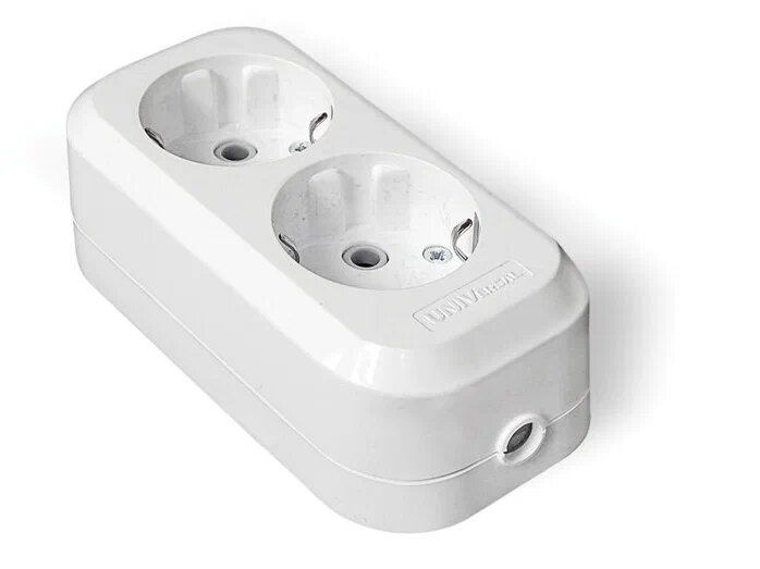 Колодка UNIVersal E302 16 А белый 1 шт. 2 шт. 90 г двойник