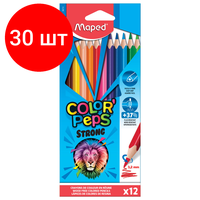 Внимание! Товар продается комплектом:[Карандаши цветные MAPED COLOR PEP&#39;S Strong, набор 12 цветов, грифель 3.2мм, пластиков. корпус,  ...