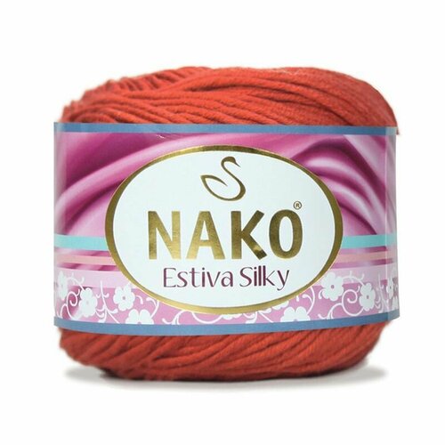 Пряжа Estiva Silky, Nako, яр. терракот - 10450, 52% хлопок, 48% бамбук, 5 мотков, 100 г, 224 м.