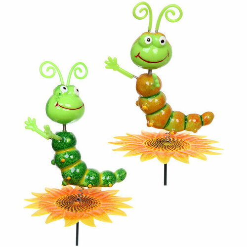 Фигура на спице «Гусеница на подсолнухе» 60 см (фигура 14*10 см), микс