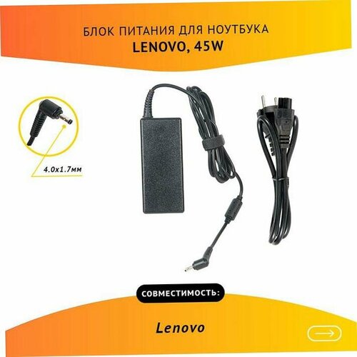 Блок питания (БП) ZeepDeep для Lenovo 20V 2.25A 45W, 4.0x1.7 шлейф матрицы для ноутбука lenovo ideapad flex 4 1130