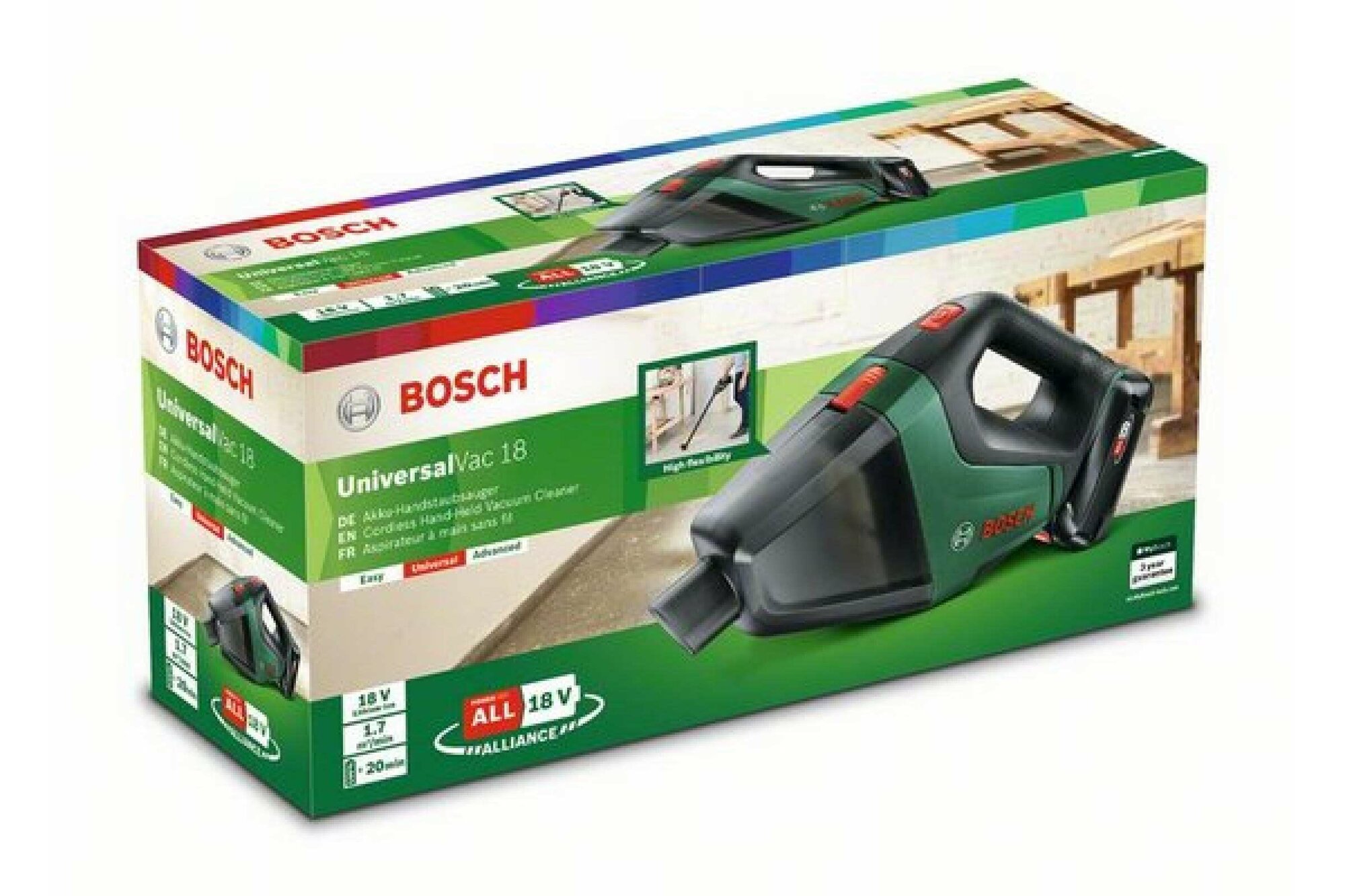 Строительный пылесос BOSCH UniversalVac 18, аккумуляторный, зеленый [06033b9103] - фото №17