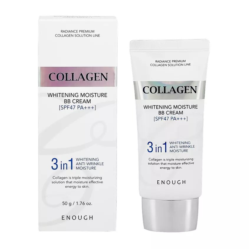 BB-крем для лица `ENOUGH` COLLAGEN 3 IN 1 (увлажняющий, отбеливающий, антивозрастной) SPF 47 PA+++