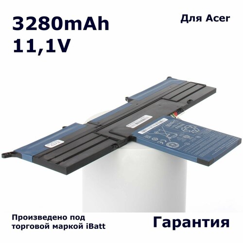 Аккумулятор iBatt 3280mAh, для Aspire S3 S3-391 S3-951 S3-391-73514G52add S3-391-53314G52add аккумулятор ap11d4f для acer aspire s3 951 s3 391 3200mah