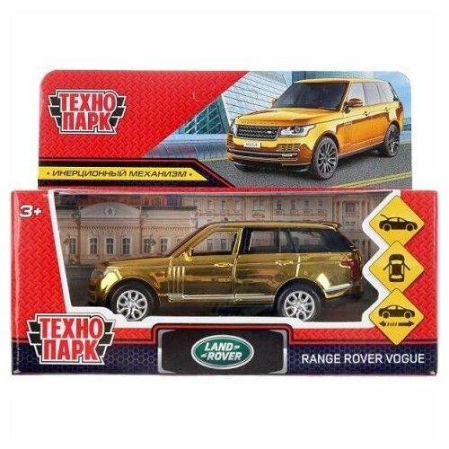 Машина металл. Range Rover Vogue хром золотой (12см) откр. дв, инерц, в/к машинка технопарк range rover vogue хром 12 см золотой vogue 12ch gd