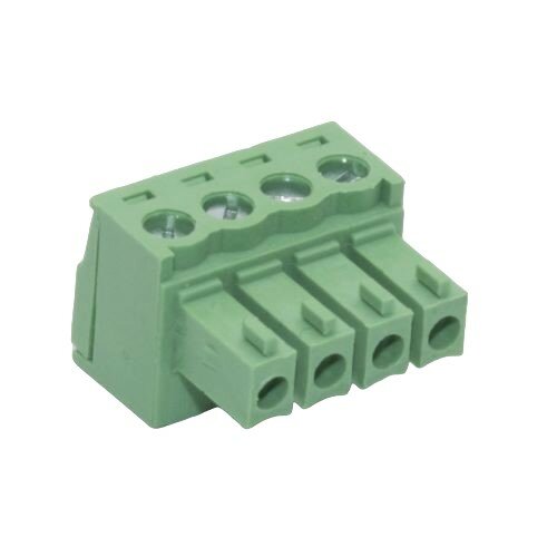 фото Клеммник разъемный розетка на кабель с винтом 50 шт. угловой 4 контакта шаг 3,81 мм зеленый MC420-381-04P