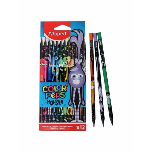 Цветные карандаши 12 цветов MAPED Color' maped цветные карандаши 12 цветов maped color peps black monster пластиковые