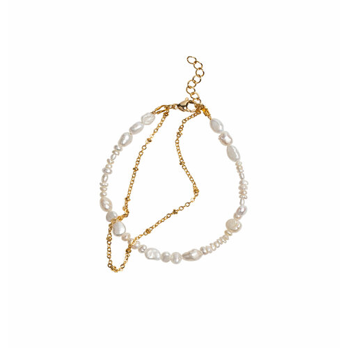 Браслет-цепочка VERUSCHKA JEWELRY, жемчуг пресноводный, размер 17 см, диаметр 17 см, золотой