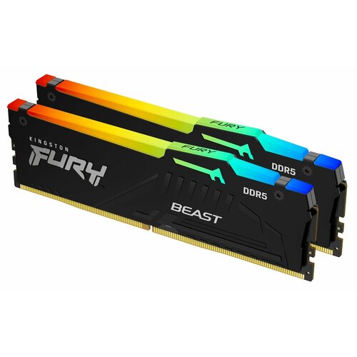 Оперативная память 32Gb Kingston FURY Beast Black DDR5 DIMM PC44800 5600Mhz CL36 EXPO Kit of 2 KF556C36BBEK2-32 retail 1552600₽