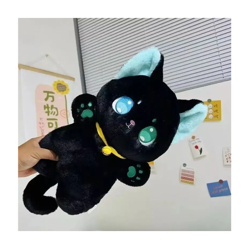 Мягкая игрушка Аниме кот Колокольчик 25 см Черный