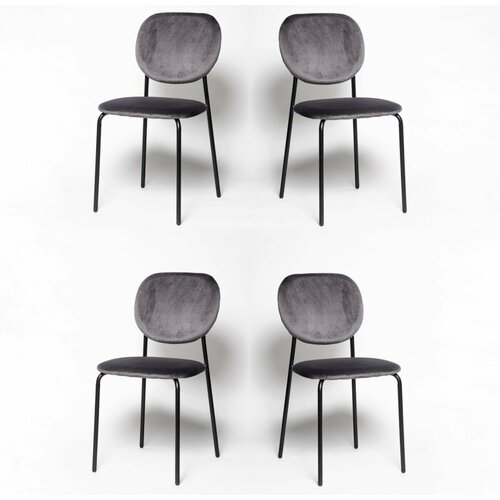 Стулья для кухни, гостиной, 4 шт, комплект стульев, С 101-V, велюр, графит