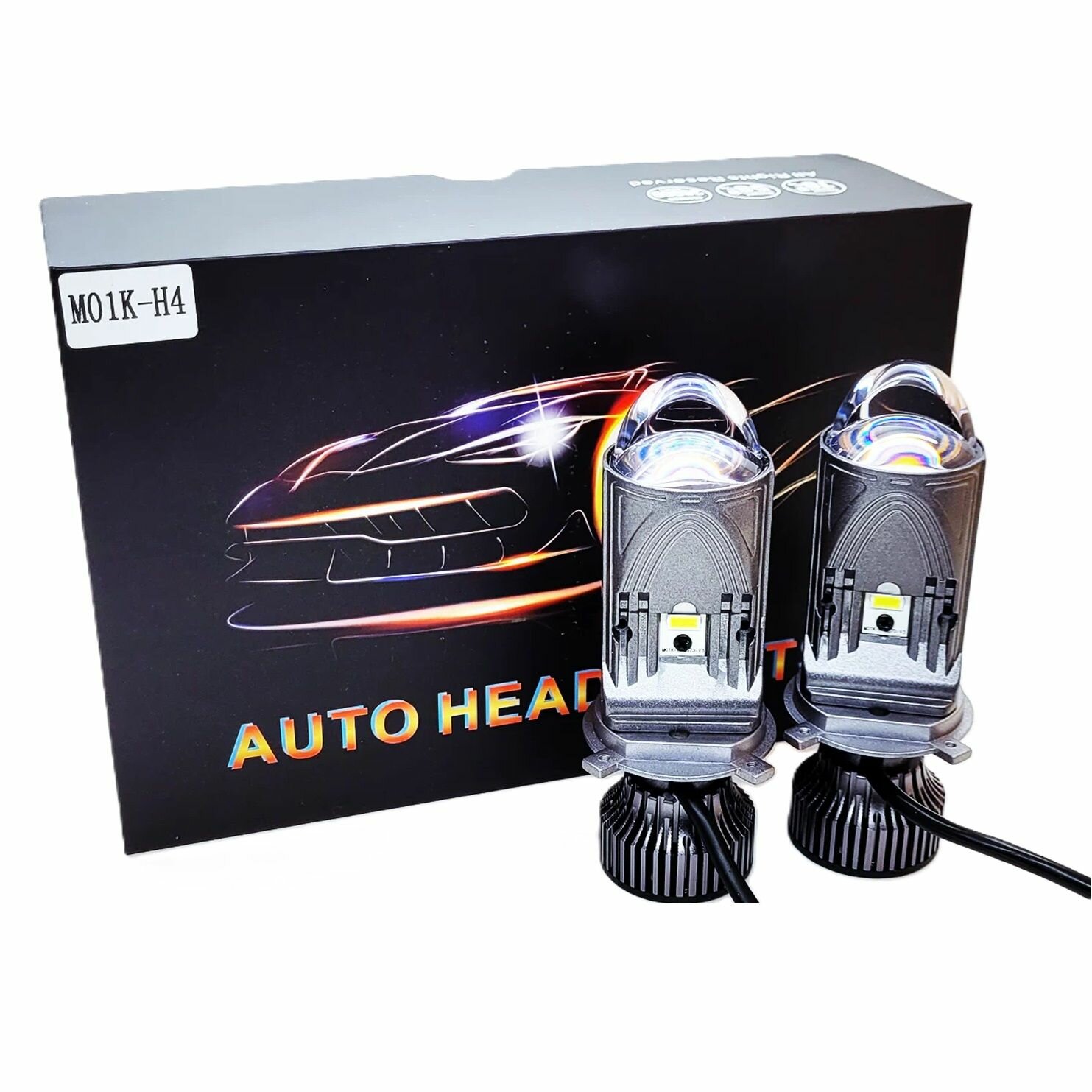 Светодиодные лампы H4, Bi-LED мини линзы H4 M01K, усиленный дальний свет, 2 шт.