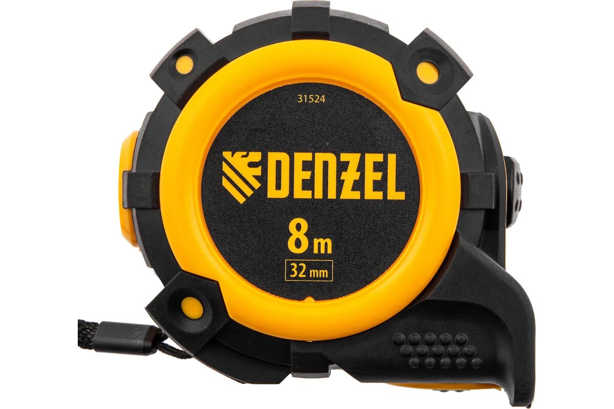 Рулетка 8м х 32мм автоматич. фиксац нейлон. покрытие магнит. зацеп двухстор. разметка Denzel 31524