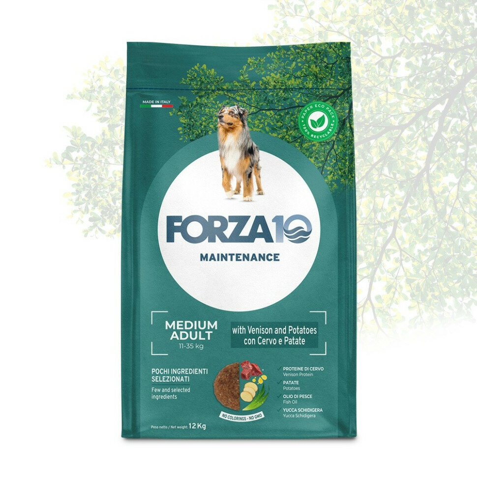 Forza10 Maintenance Medium Adult сухой корм для взрослых собак средних пород с олениной и картофелем - 12 кг