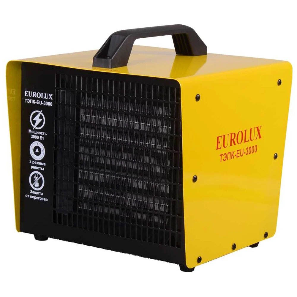 Тепловая электрическая пушка Eurolux ТЭПК-EU-3000 керамический нагревательный элемент квадратная 67/1/36