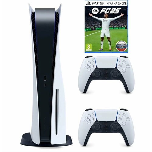 Игровая приставка Sony PlayStation 5 Slim disc 2й геймпад белый игра FC25 8399000₽