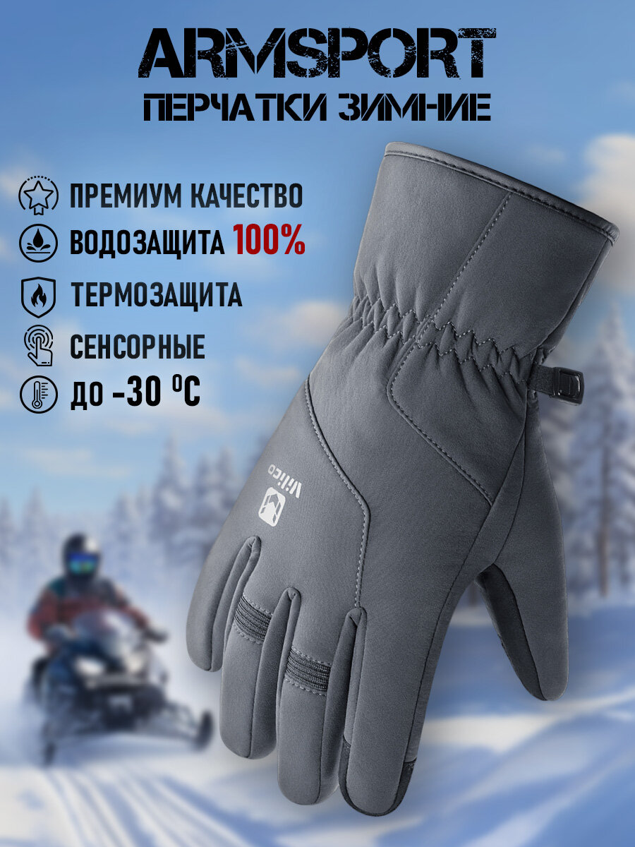 Перчатки ARMSPORT Зима-демисезон для мужчин, размер XL, серый