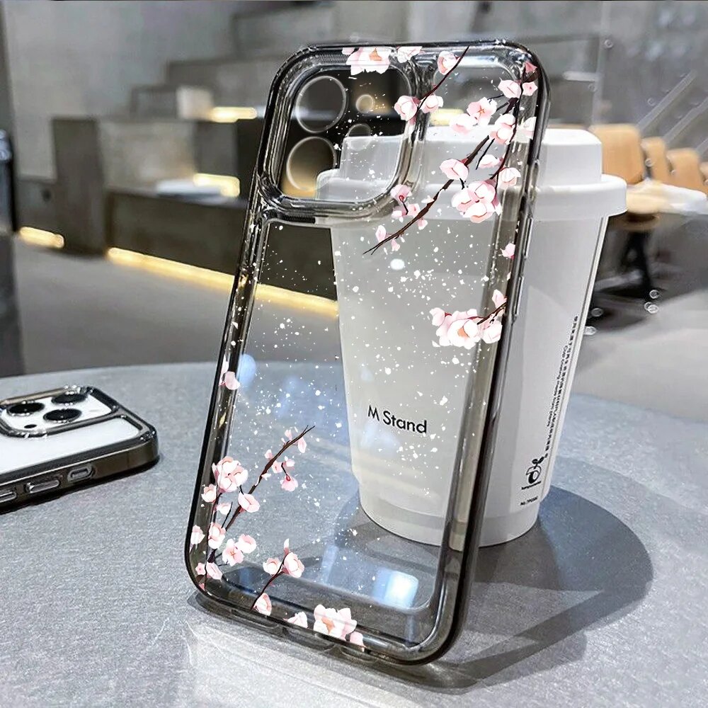 Чехол для iPhone 13 с цветком, прозрачный