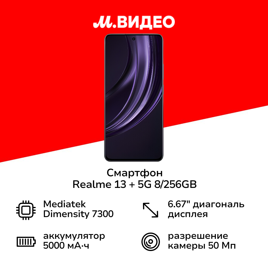 Смартфон realme 13 + 5G 8/256GB Purple
