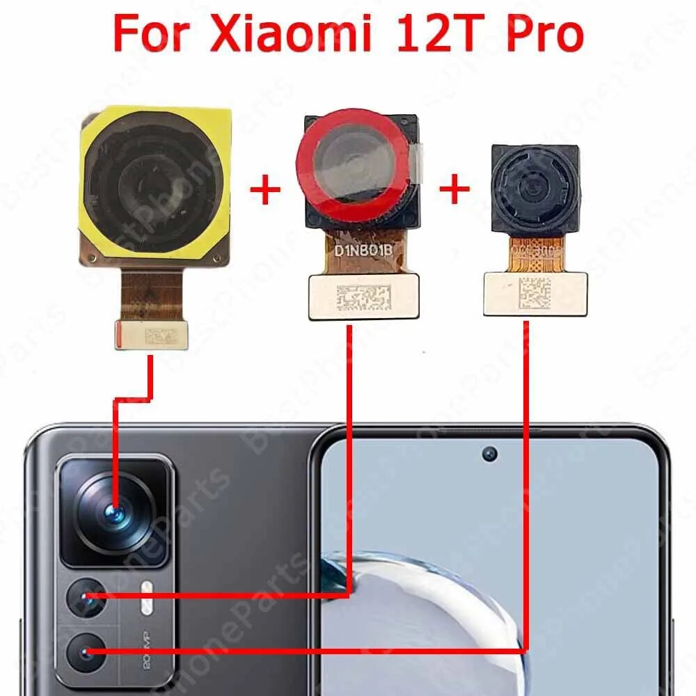 Камеры Заднего Вида Xiaomi Задняя камера для Xiaomi Mi 12T Pro Xiaomi12T Xiaomi12TPro, модуль камеры, вид сзади, запасные части, Mi 12T Back AII