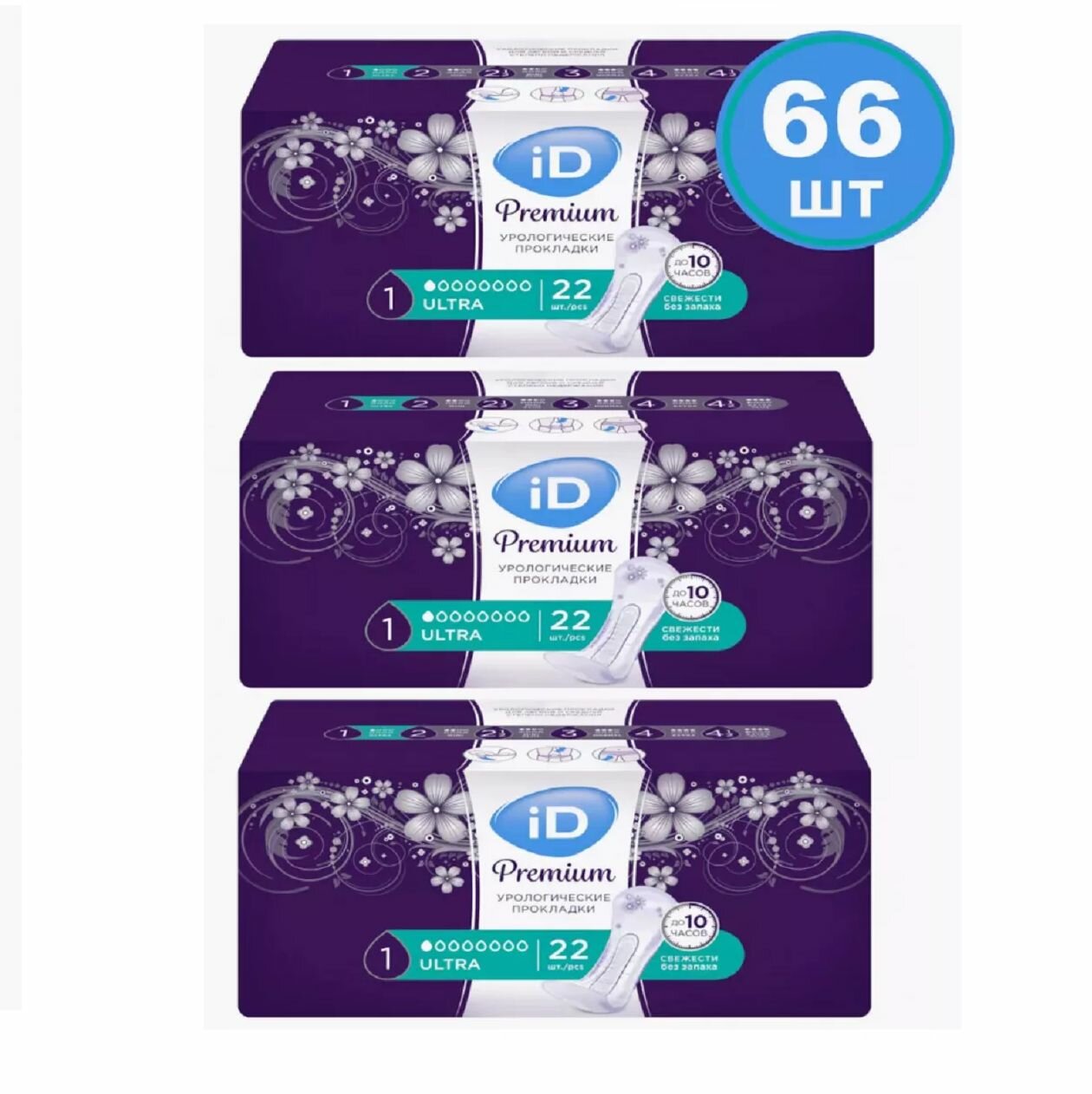 Картинки Урологические прокладки Premium Ultra (66 шт в 3 упаковках)