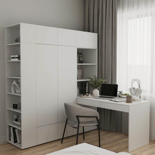 Изображение товара Стол компьютерный угловой шкаф с полками и выдвижными ящиками