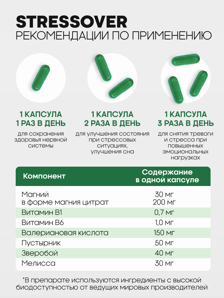 Бад Для Нервной Системы Успокоительное, для нервной системы, магний в6, стрессовер, 30 капсул