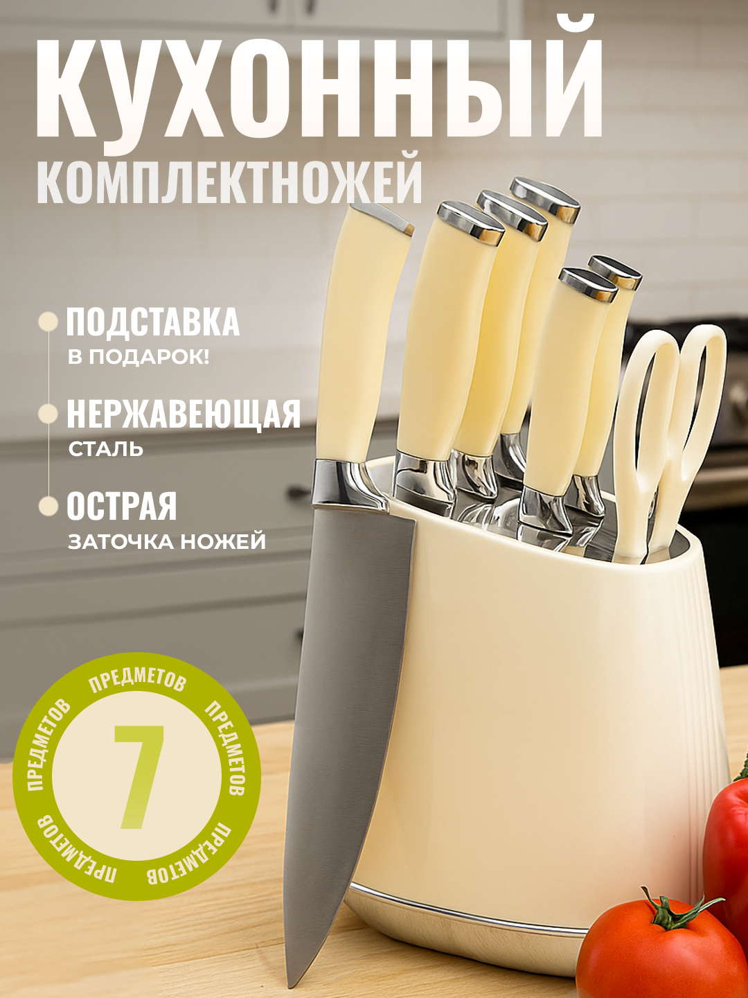 Подарочный кухонный набор ножей и принадлежностей из 6 предметов