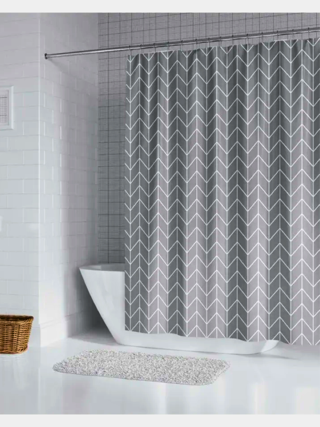 Штора для ванной, серая