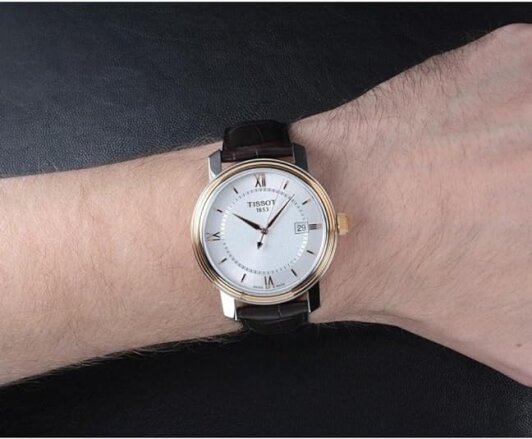 Наручные часы TISSOT, коричневый, белый, золотой — фото 1